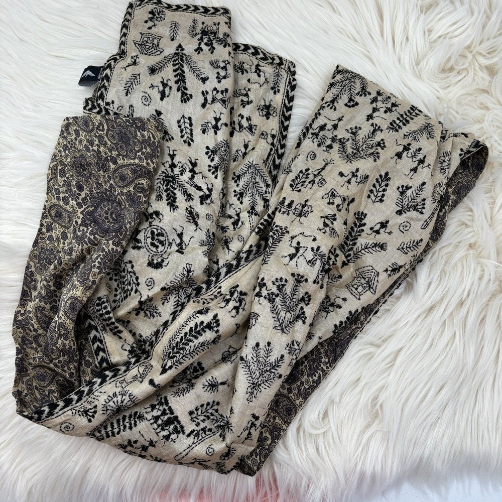 Gyachi Embroidered Rectangular Scarf‎ 18x72" Tribal Floral Paisley
